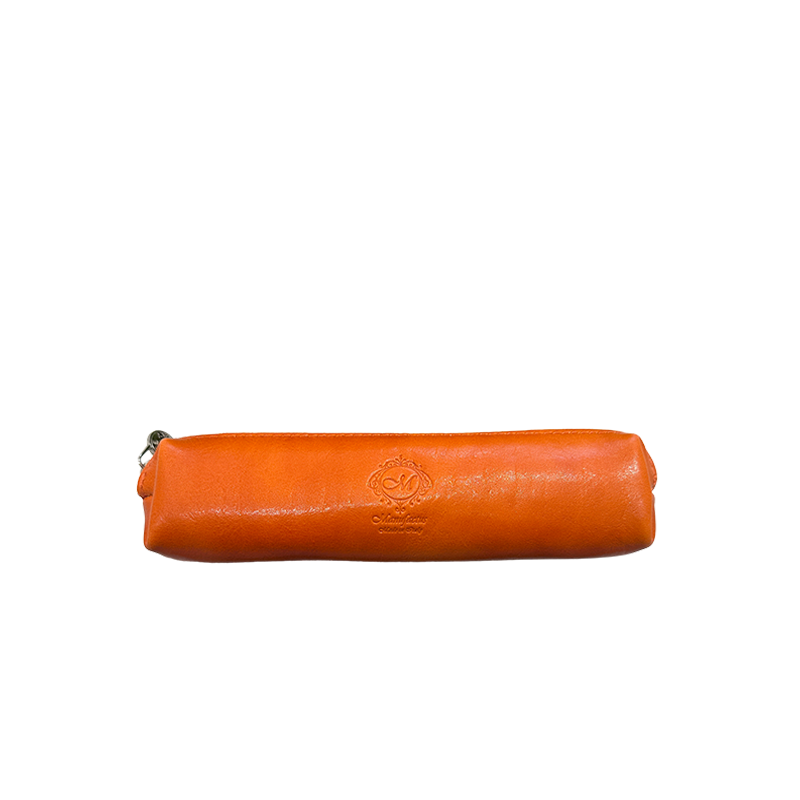 Small Pencil Case with zipper closure Orange Flap 스몰 펜슬 케이스 위드 지퍼 클로저